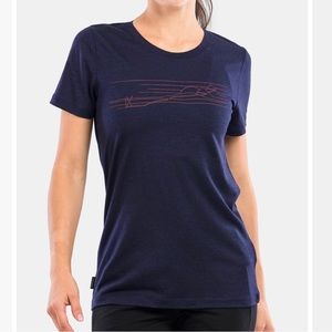 Icebreaker Merino Tech Lite II Short Sleeve T-Shirt Ski Stripes  size XS
